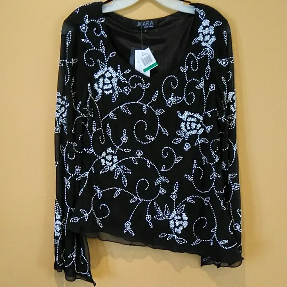 New Black and white beaded shirt